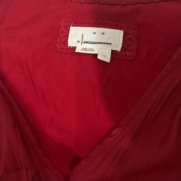 By Anthropologie Tiered Ruffled Red Mini Dress - Picture 5 of 5